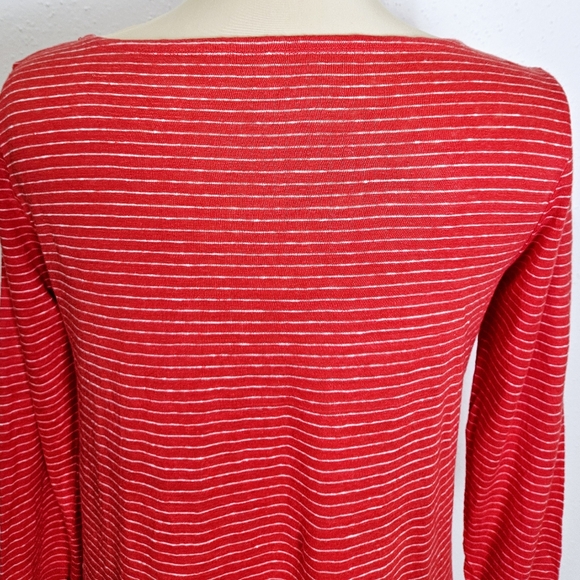 Eileen Fisher 3/4 Sleeve Organic Linen Tunic in Red Mini Stripe Size Small - Picture 6 of 8